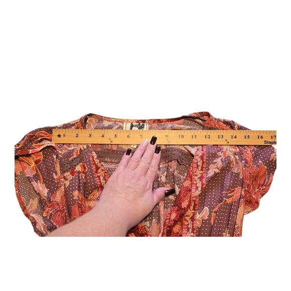 Jaase Maxi Dress Womens Small Multicolor Floral Print Button Front Fall Bohemian - Picture 8 of 10